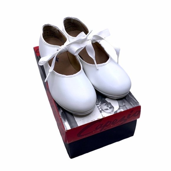 Capezio Other - Capezio Jr. Tyette 625C White Tap Size 11.5 Shoes Tie Bow Dance Leather New